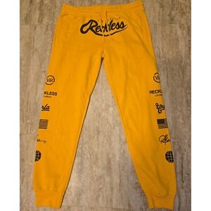 Young & Reckless Los Angeles Sweatpants Mens XL Yellow Graphic Print